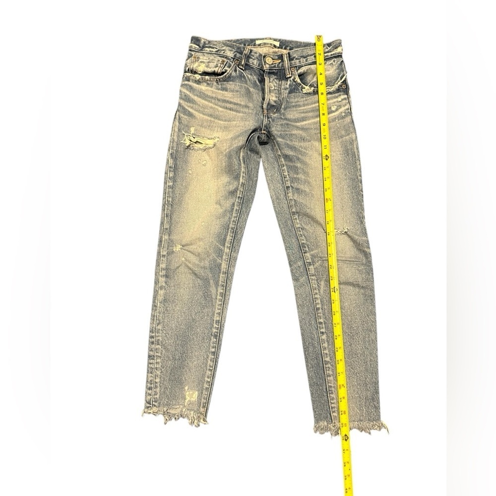 Moussy Vintage Denim Kelley Tapered Distressed Raw Hem Jeans, pre-owned, size 25